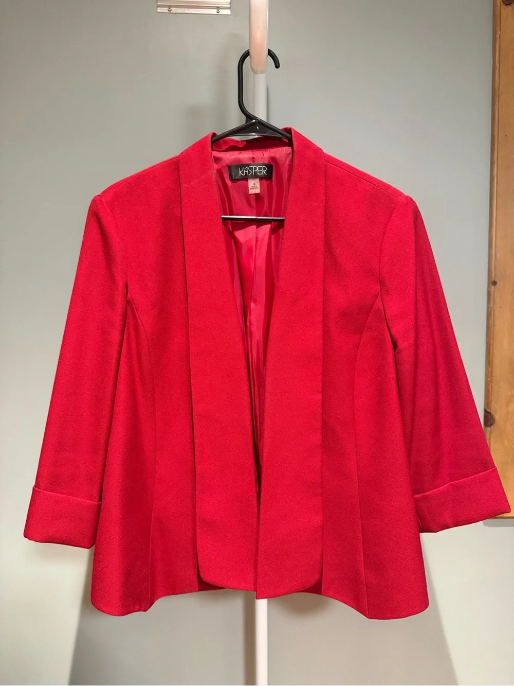 Kasper Red Open-Front Blazer